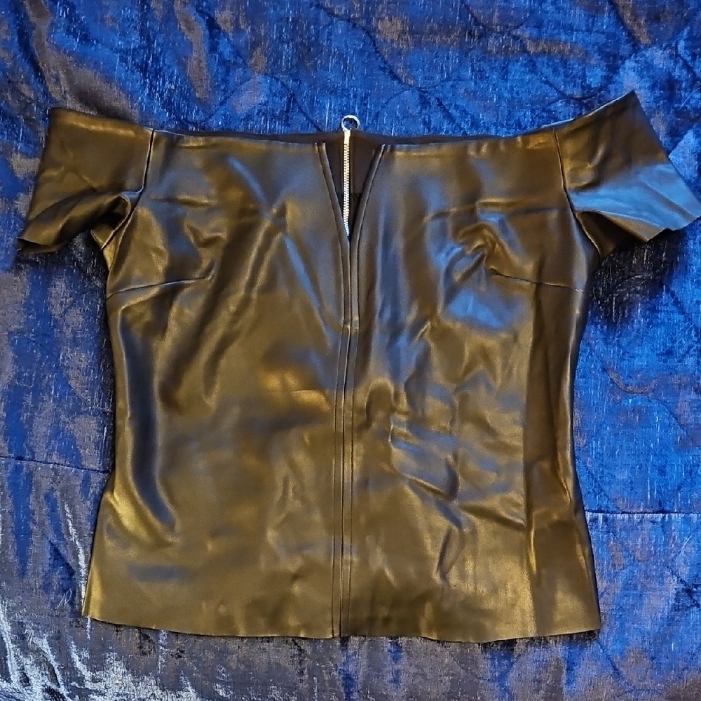 Pleather Off-the-Shoulder Top